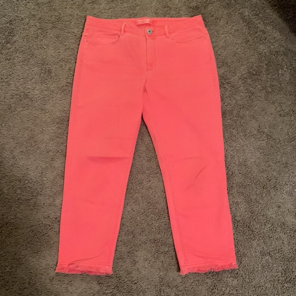 J.Jill Denim Authentic Fit Cropped Coral Pants SZ 8 - Picture 2 of 8
